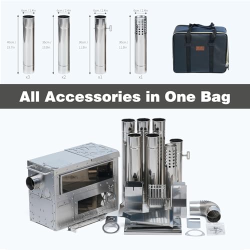 GREEN STOVE Pellet Stove with Oven, Portable Wood Burning Stove for Outdoor, Cooking, Hiking,Hot Tent Stove with Stainless...