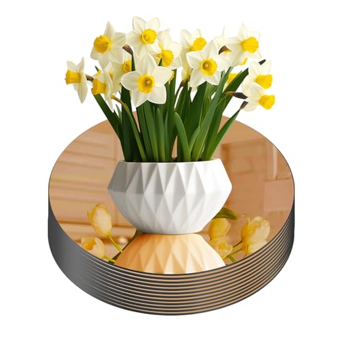 Yuzeyurun Glass Round Mirror Centerpieces for Tables, Set of 12Pcs 12" Golden Mirror Tables Centerpieces, Glass Trays for ...