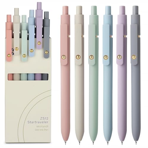 FIOVER Gel Pens, 6pcs 0.7mm Fine Point Black Ink, Smooth Writing Pens for Journaling, Nurse Aesthetic Cute Office School S...