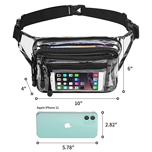 Clear Bag Stadium Approved Large Clear Fanny Pack for Women for Work,Multi-purpose Waist Bag for Travel & Sporting Event
