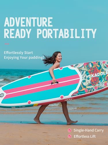 SKADDLES 10’6’’ Portable Inflatable Stand Up Paddle Board (SUP) for Adults and Youth with Non-Slip Deck – Complete Accesso...