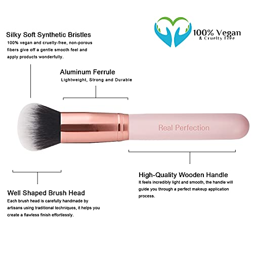 Real Perfection Makeup Brush Set 16 Pcs with 1 Eyebrow Razor Premium Synthetic Foundation Powder Concealers Eyeshadow Blus...