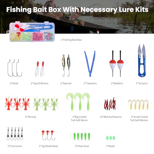 LEOFISHING 2 Set Kids Fishing Pole Set with Full Starter Kits Portable Telescopic Fishing Rod and Reel Cambos with All The...