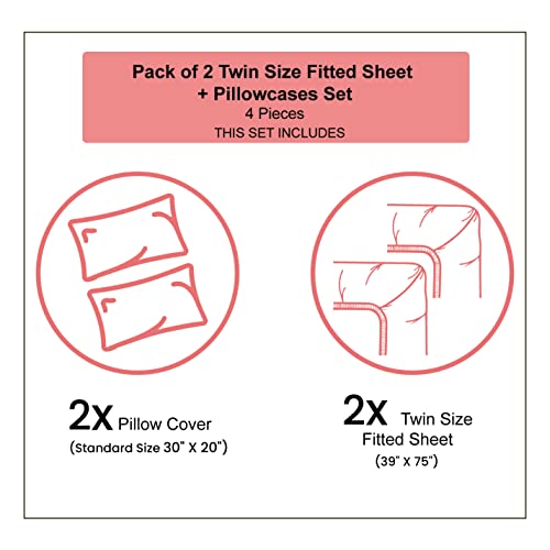 Lunarable Camper 2 Pack Fitted Sheet & Pillow Sham Set, Camping Lifestyle Equipment, 4 Pcs Bedding Decor, Package Contains...