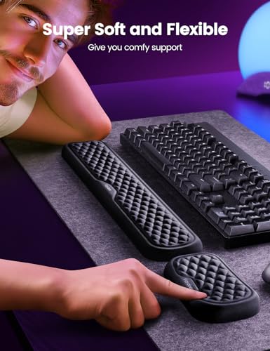 Vaydeer Wrist Rest for Keyboard and Mouse, Computer Ergonomic Wrist Support Pad, Soft Memory Foam Arm Cushion for Desk, Pa...