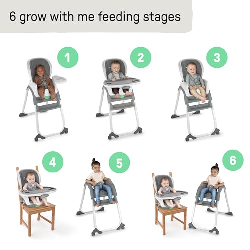 Ingenuity Full Course SmartClean 6-in-1 High Chair – SmartClean EVA Foam, 5 Point Safety Harness, 2 Dishwasher Safe Trays...