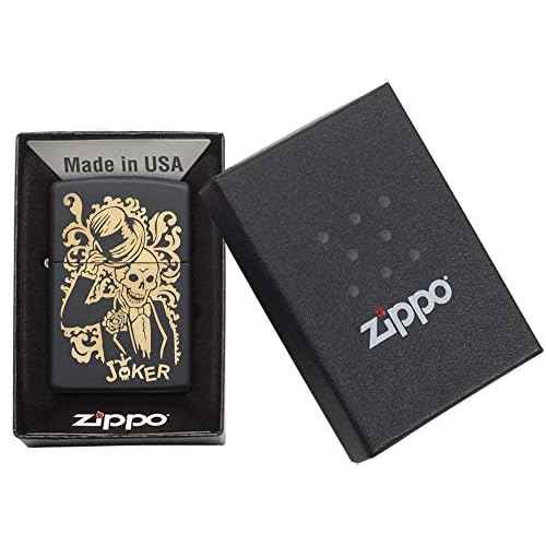 Zippo Joker Pocket Lighter, Black Matte Joker, One Size