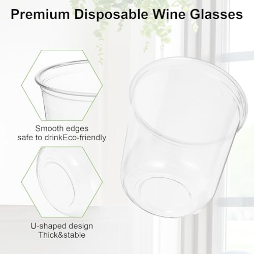 Limbeuuu 100 Pcs Plastic Stemless Wine Glasses Disposable Plastic Wine Glasses for Parties Weddings Birthdays Cocktail (Cl...