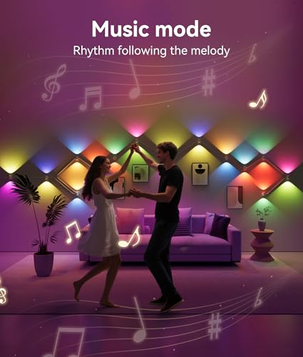 8 Lamp RGBCW Indoor Wall Lights, Up Down Lighting Bedroom Wall Sconces, Music Sync, DIY Styling White Color Changing Wall ...