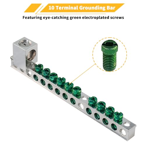 Ground Bar Kit for Eaton, 10 Terminal Grounding Bar Compatible with BR and CH Series Load Centers