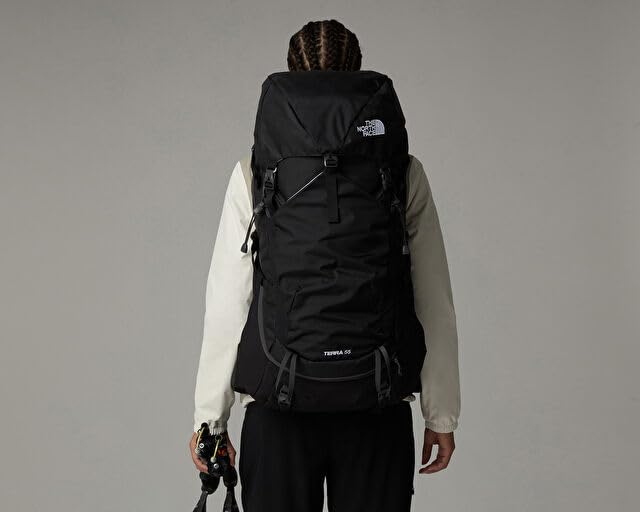The North Face Terra 55 Backpack - Unisex Hiking Pack, Cinch-Top Opening with Zipper, Pole & Ice Axe Attachments, TNF Blac...