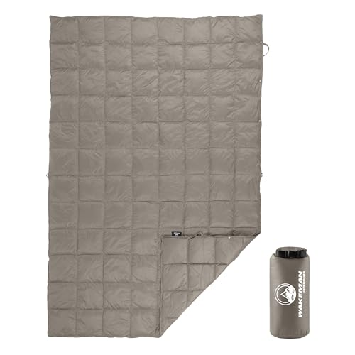 Down Camping Blanket Packable 78x52” Ultralight Compact Travel Blanket with Bag - Puffy Wearable Sleeping Gear for Camp, H...