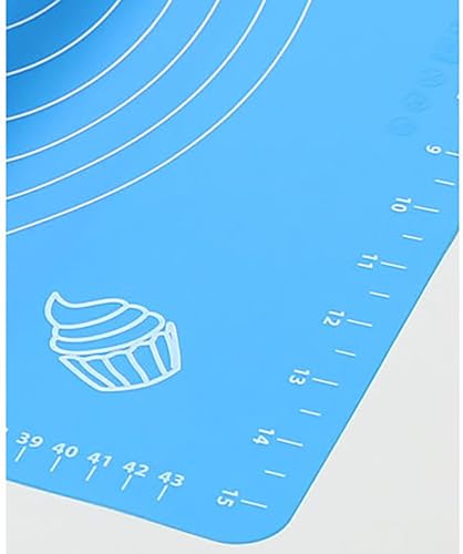 Silicone Baking Mat, 19.7 Inch x 15.7 Inch Blue Pastry Mat with Size Scale, Anti Stick and Anti Slip Mat for Kneading Doug...