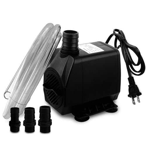 PULACO Large Flow: 800GPH（3000L/H）Submersible Pump with 6.5 ft Tubing, 45Watt Durable Fountain Water Pump With 4 Nozzles F...