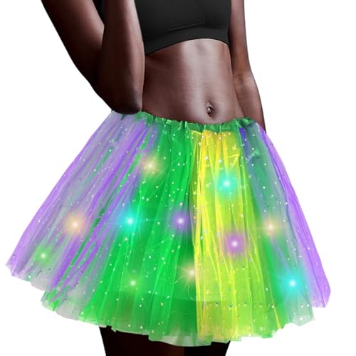 Women's LED Tutu Skirt Light Up Tutus Sparkle Skirts Layered Tulle Ballet Dance Skirt for Halloween Party Carnival Costume