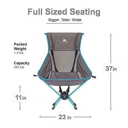Get Out Gear TrekChair V2 Highback Backpacking Chair | 2-in-1 Trekking Pole and Camp Chair System | Extra Large and Wide w...