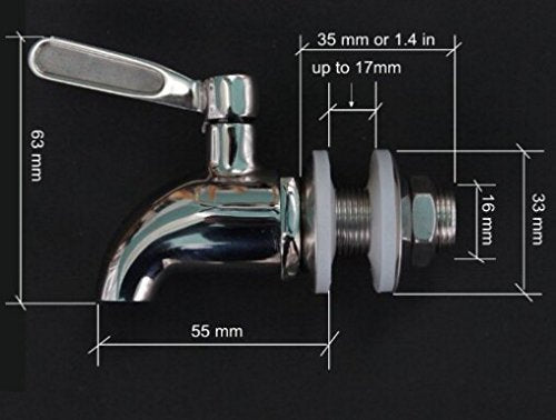 BTSKY™Stainless Steel Beverage Dispenser Replacement Spigot Fits 16mm（5/8 inch）Opening - No Lead Dispenser Replacement Fau...