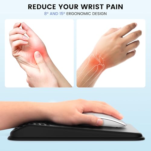 MEKASS Ergonomic Mouse Pad with Wrist Support, Wrist Rest Mousepad for Carpal Tunnel Pain Relief, Memory Foam with Massage...
