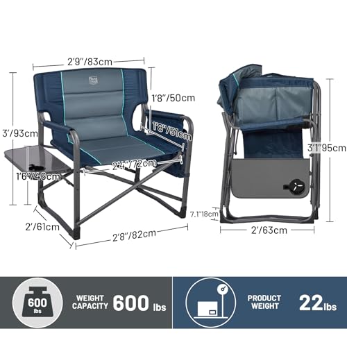 Timber Ridge XXL Upgraded Oversized Directors Chairs with Foldable Side Table, Detachable Side Pocket, Heavy Duty Folding ...