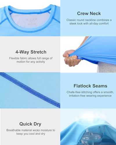 Roadbox Men's Swim Shirts Short Sleeve, UPF 50+ UV Sun Protection SPF Rash Guard, Quick Dry Surf Water Beach Fishing T Shirt