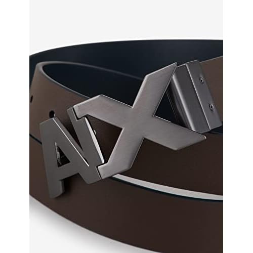 Armani Exchange Men's Split Leather Double Sided Large Logo Belt