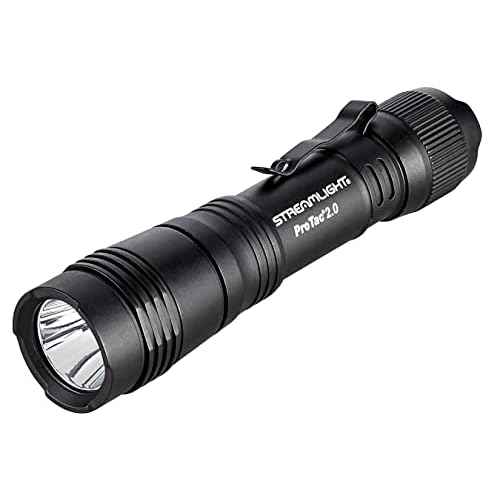Streamlight 89000 ProTac 2.0 2000-Lumen 17300-Candela Rechargeable Tactical LED Flashlight with USB C Cable, and Holster, Box, Black