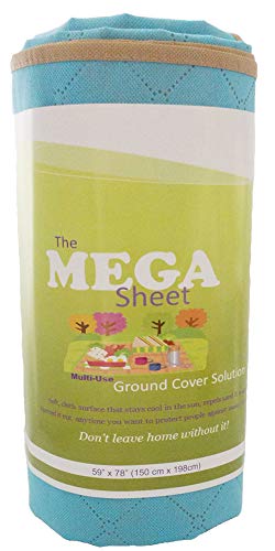 Mega Sheet Multi-Purpose Ground Cover Picnic Mat Blanket Reversible Tan/Light Blue