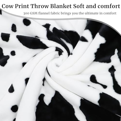 Cow Print Blanket Warm Plush Cute Black Cow Throw Blanket Soft Fleece Flannel Lightweight Throw Blankets Sofa Couch Bed Tr...