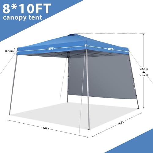 GDY 8X10 FT Pop Up Canopy Outdoor Instant Tent Slant Legs with a Sidewall,Equipment Vents, Portable Gazebo Shelter for Pat...