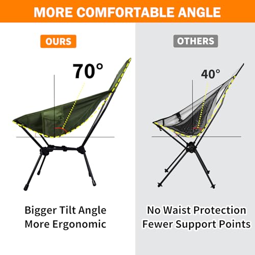 Camping Chair + Backpacking Tent, Orange 2 Person 4 Season Tent & Ultralight High Back Aluminum Widen Frame Structure Fold...
