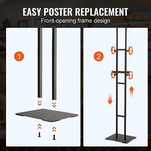 VEVOR Poster Stand, Adjustable Height Up to 75", Double-Sided Heavy Duty Pedestal Sign Holder, Floor Standing Sign Holder ...
