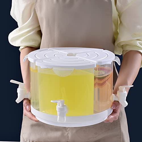 Beverage Dispenser for Fridge, 5.5 L Rotating Plastic Drink Dispenser for Fridge, 4 Compartment Cooler Bottle with Lid and...