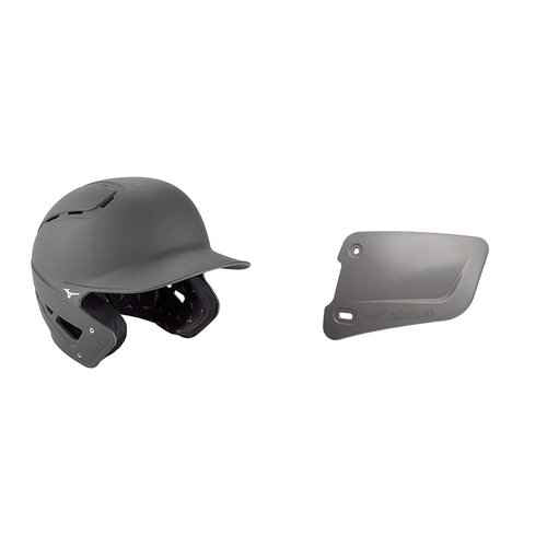 Bundle of Mizuno B6 Adult Baseball Batting Helmet, Grey, Large/X-Large + Mizuno Batters Face Protector, Grey, Left Hand Batter