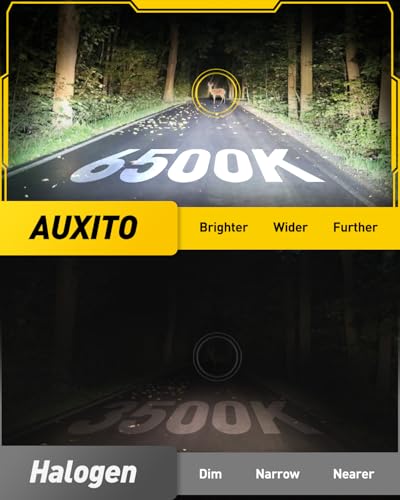 AUXITO 9006 LED Fog Light Bulbs, 6500K Cool White Light, 1:1 Mini Size HB4 9006 LED Fog Light Bulbs, 360° Full Illuminatio...