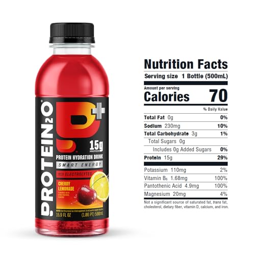 Protein2o 15g Whey Protein Isolate Hydration Drink Plus Energy & Focus, 350mg of Electrolytes, Vitamins B5 & B6, Sugar Fre...