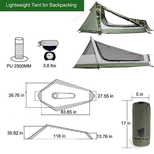 GEERTOP Ultralight Bivy Tent for 1 Person and Replacement Tent Poles Bundle