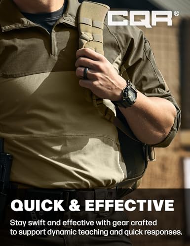 CQR Men's Combat Shirt Tactical 1/4 Zip Long Sleeve Military BDU Shirts Camo EDC Top with Pockets