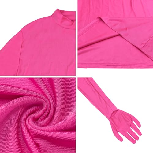 Caviotess Women's Sexy Turtleneck Mini Dress with Gloves Long Sleeve Bodycon Dress Party Festival Outfit Clubwear