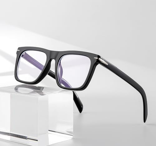 Gleyemor Blue Light Glasses for Men Women Trendy Square Frame Blue Light Blocking Lens Computer Glasses