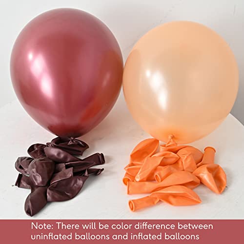 Balloons Burgundy Rose Gold, 60 Packs 12 Inches Wine Red Champagne Latex Balloon Rose Gold Confetti Balloons for Women Gir...