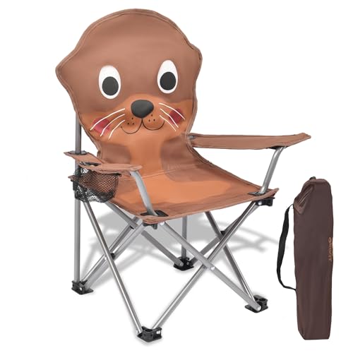 XMT Kids Folding Chair with Cup Holder - Portable Lightweight Outdoor & Indoor Chair for Children Ages 3-9, Anti-Slip Bas...
