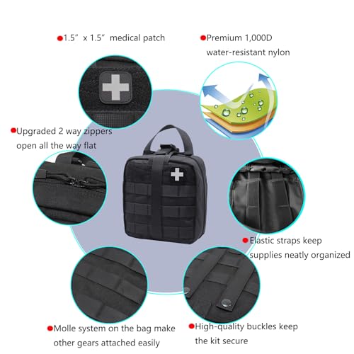 First Aid Kit Med Medical - Kit Rip-Off 180 pcs Water-Resistant Emergency Kit for Camping Hiking Home Outdoor Truck Vehicl...