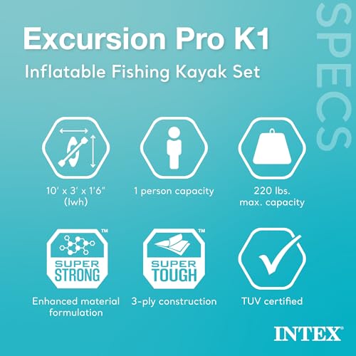 INTEX 68303EP Excursion Pro K1 Inflatable Kayak Set: Includes Deluxe 86in Kayak Paddles and High-Output Pump – SuperTough ...