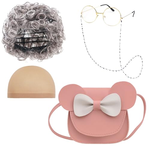 Z-Shop 100 Days of School Old Lady Costume for Kids 100th Grandma Granny Dress up for Girls
