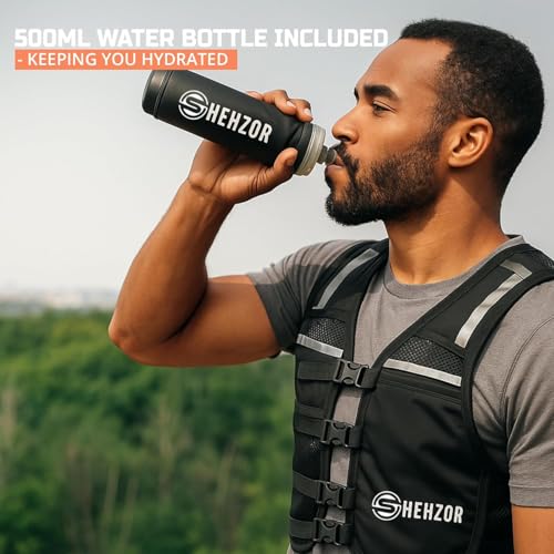 Shehzor Adjustable Weighted Vest Women and Men, Running Belt with Water Bottle, Chest Rig & Running Vest, Marathon Backpac...