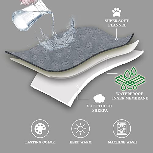 Qeils Pet Blankets for Cats - Waterproof Cat Blanket Washable - Sherpa Fleece Puppy Blanket, Soft Plush Reversible Throw P...