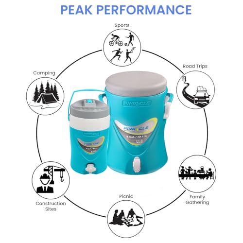3-Gallon Water Cooler and 1-Gallon Water Jug Set – Insulated Beverage Cooler Dispenser with Pull Tap Spout – Leakproof Spo...