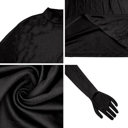 Caviotess Women's Sexy Turtleneck Mini Dress with Gloves Long Sleeve Bodycon Dress Party Festival Outfit Clubwear