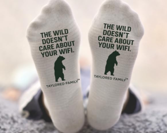 Taylored Family The Wild Doesn’t Care About Your WiFi Premium Crew Socks | Hiking, Camping, Hunting, and Outdoor Lifestyle...