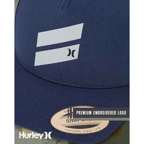 Hurley Men's Trucker Hat - Lightweight Breathable Poly Mesh Back Curved Bill Baseball Cap with Adjustable Snap Closure